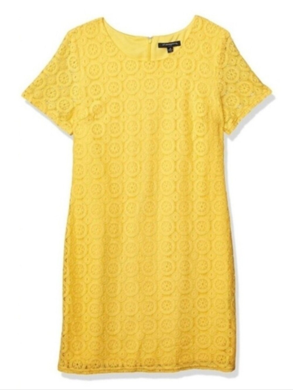 SHARAGANO Yellow Crochet Lace Sheath Dress Sz 10